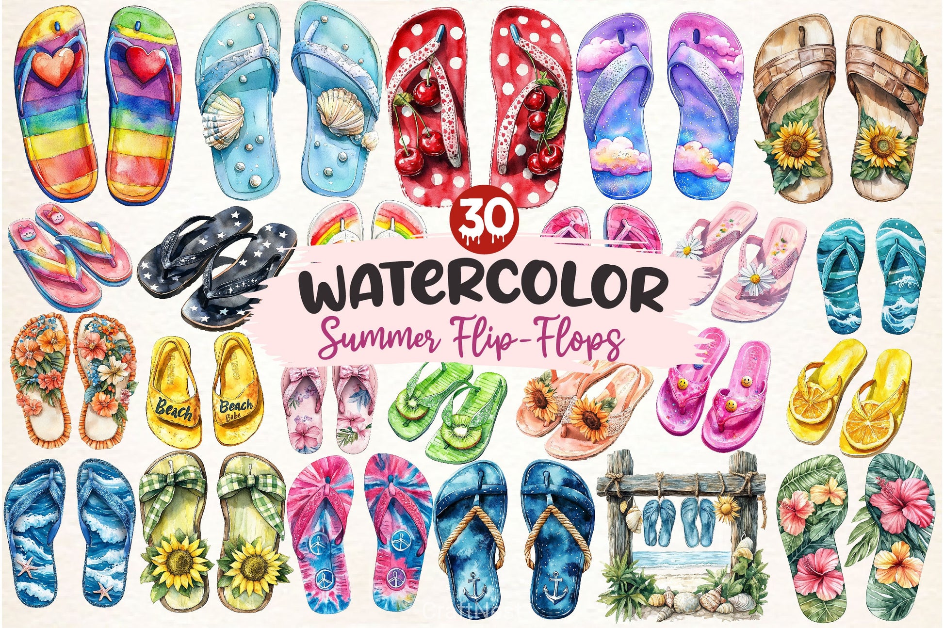 Summer Flip Flops Clipart Bundle 2 - CraftNest - Digital Crafting and Art