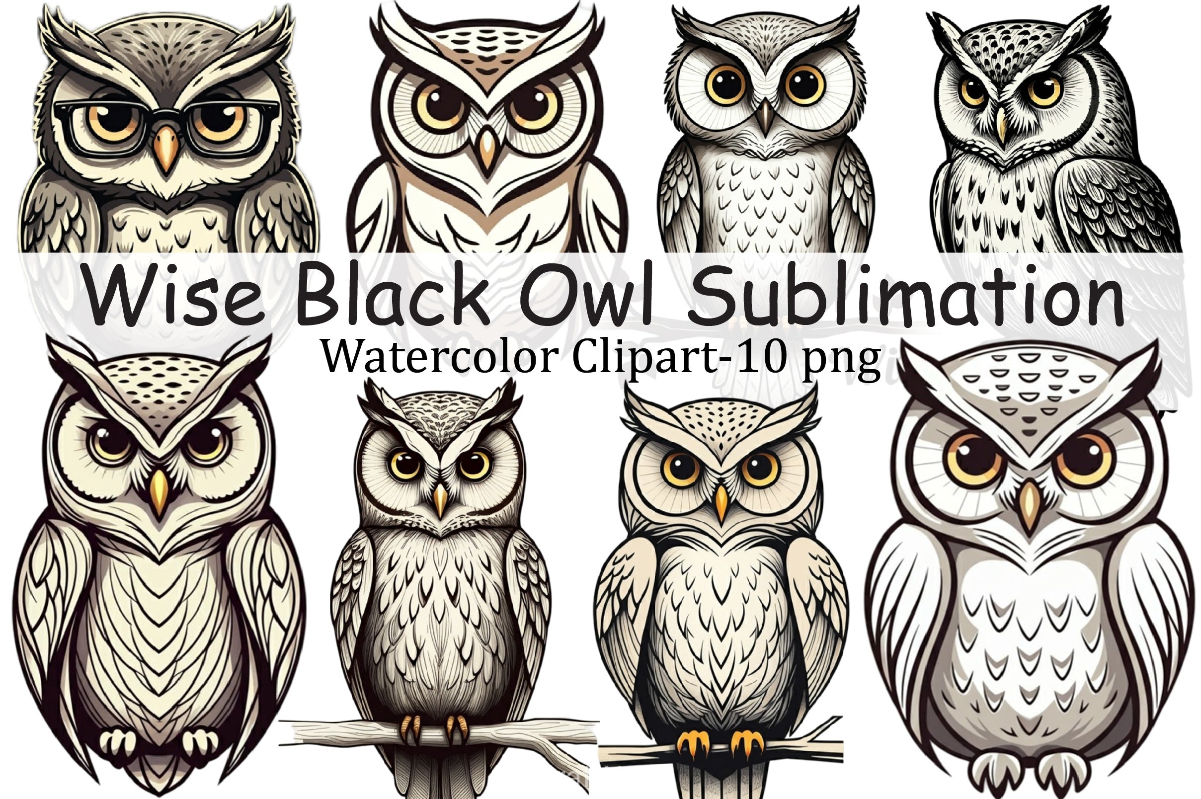 Wise Black Owl Clipart Bundle - CraftNest - Digital Crafting and Art