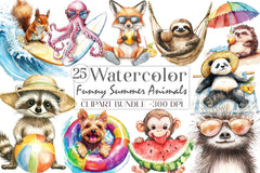 Funny Summer Animals Clipart Bundle - CraftNest - Digital Crafting and Art