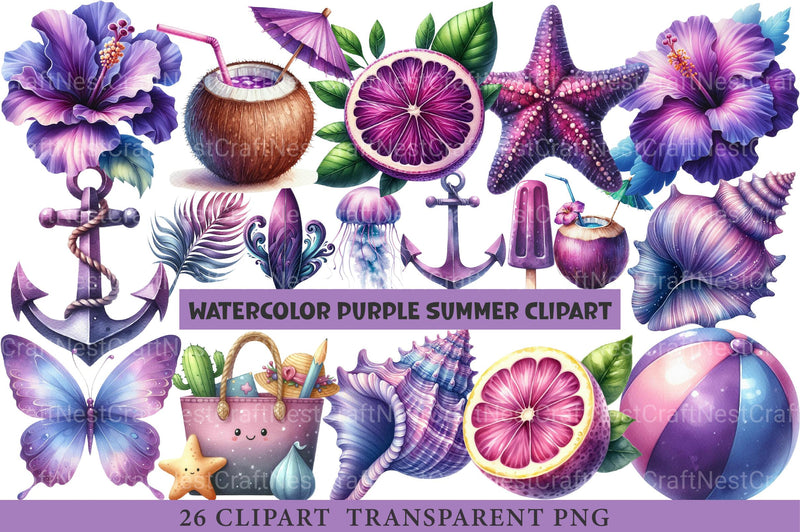Purple Summer Clipart - CraftNest - Digital Crafting and Art