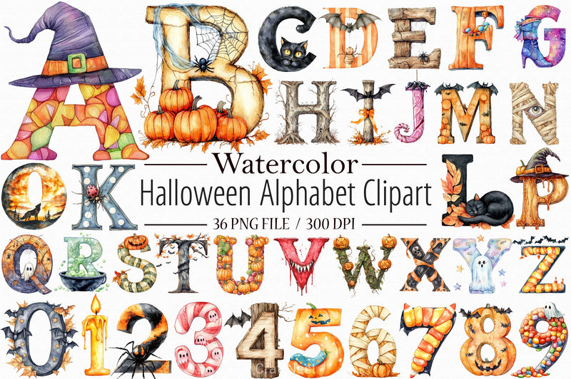 Halloween Alphabet Clipart Bundle 2 - CraftNest - Digital Crafting and Art