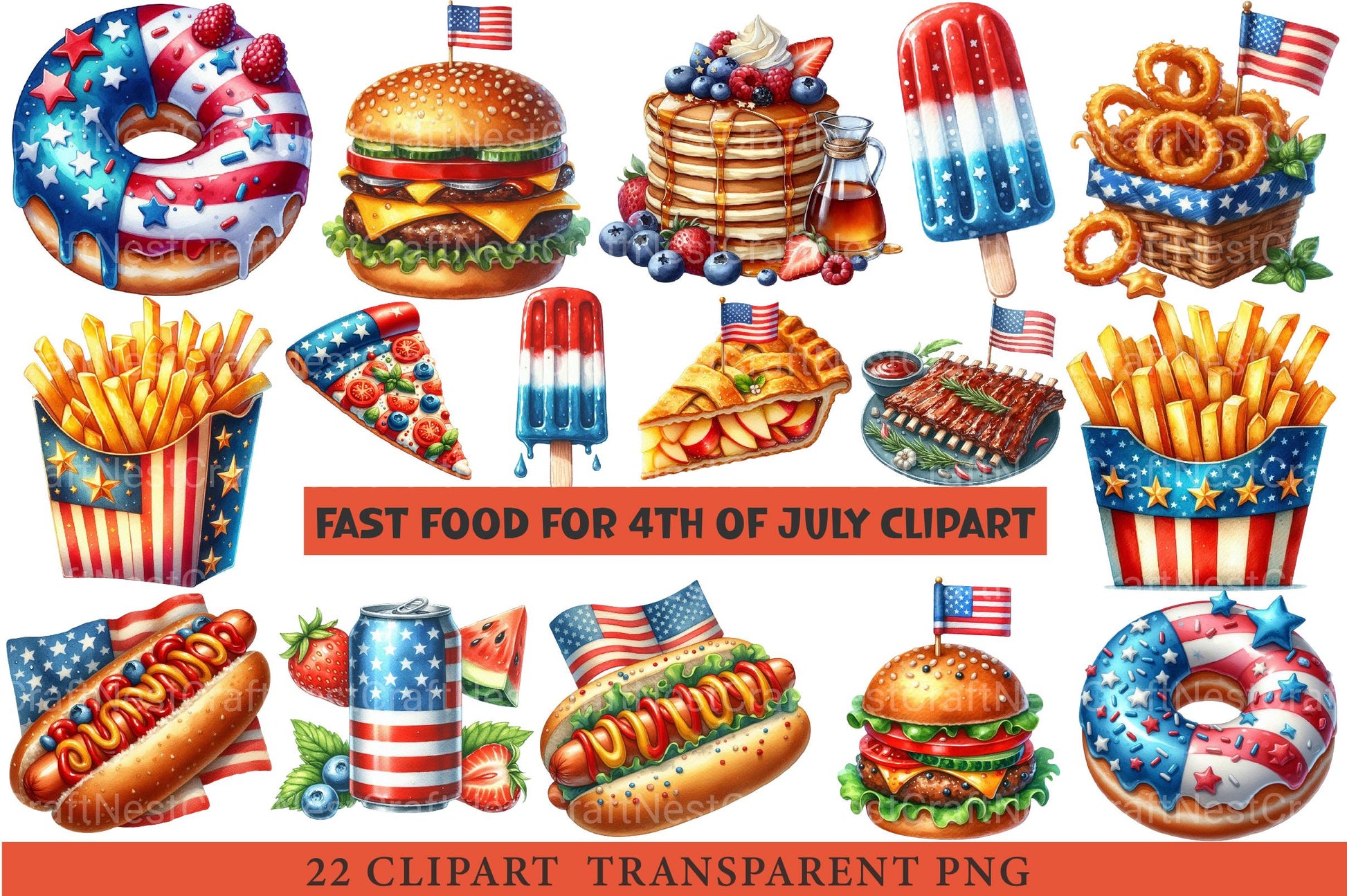 Fast Food for 4th of July Clipart Bundle - CraftNest - Digital Crafting and Art