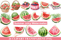 Summer Juicy Watermelon Clipart - CraftNest - Digital Crafting and Art