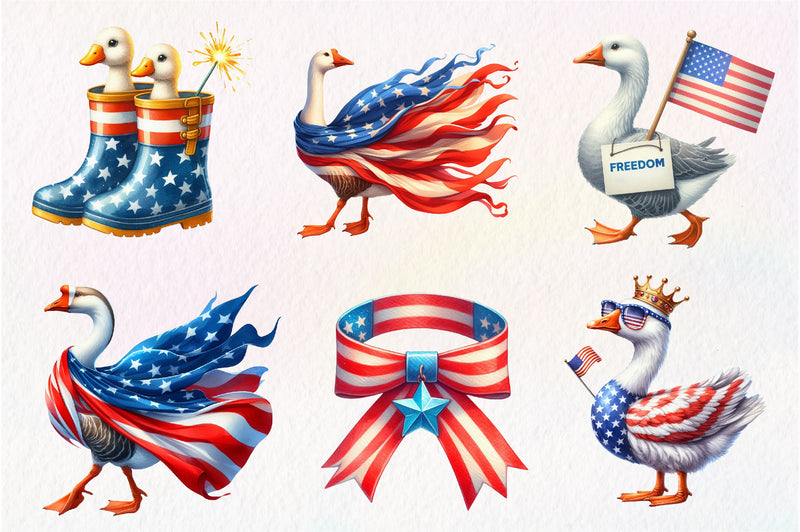 4th Of July Goose Clipart Bundle - CraftNest - Digital Crafting and Art