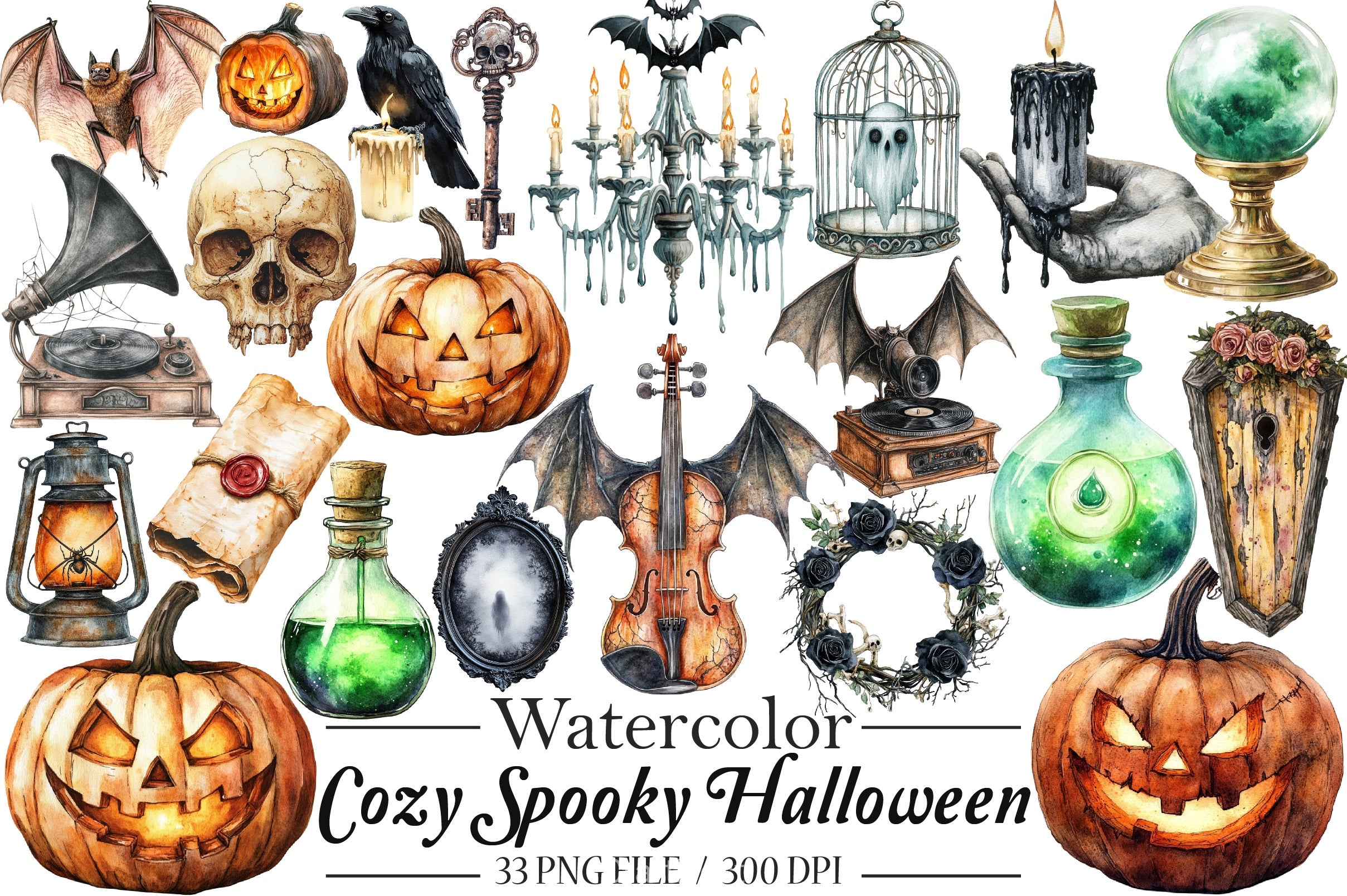 Cozy Spooky Halloween Clipart Bundle - CraftNest - Digital Crafting and Art