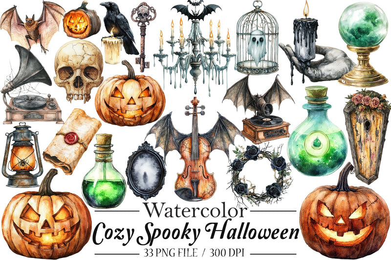 Cozy Spooky Halloween Clipart Bundle - CraftNest - Digital Crafting and Art
