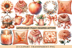 Peach Colored Autumn Clipart Bundle - CraftNest - Digital Crafting and Art