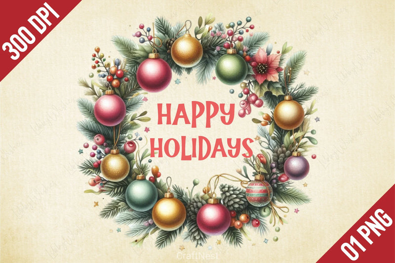 Christmas Wreath Clipart Bundle 2 - CraftNest - Digital Crafting and Art