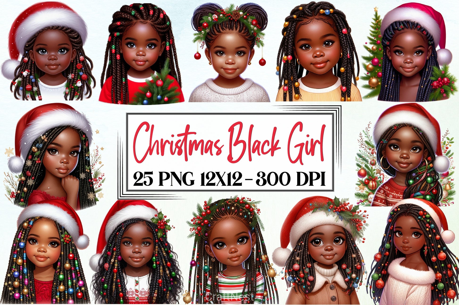 Christmas Black Girl Clipart Bundle 3 - CraftNest - Digital Crafting and Art
