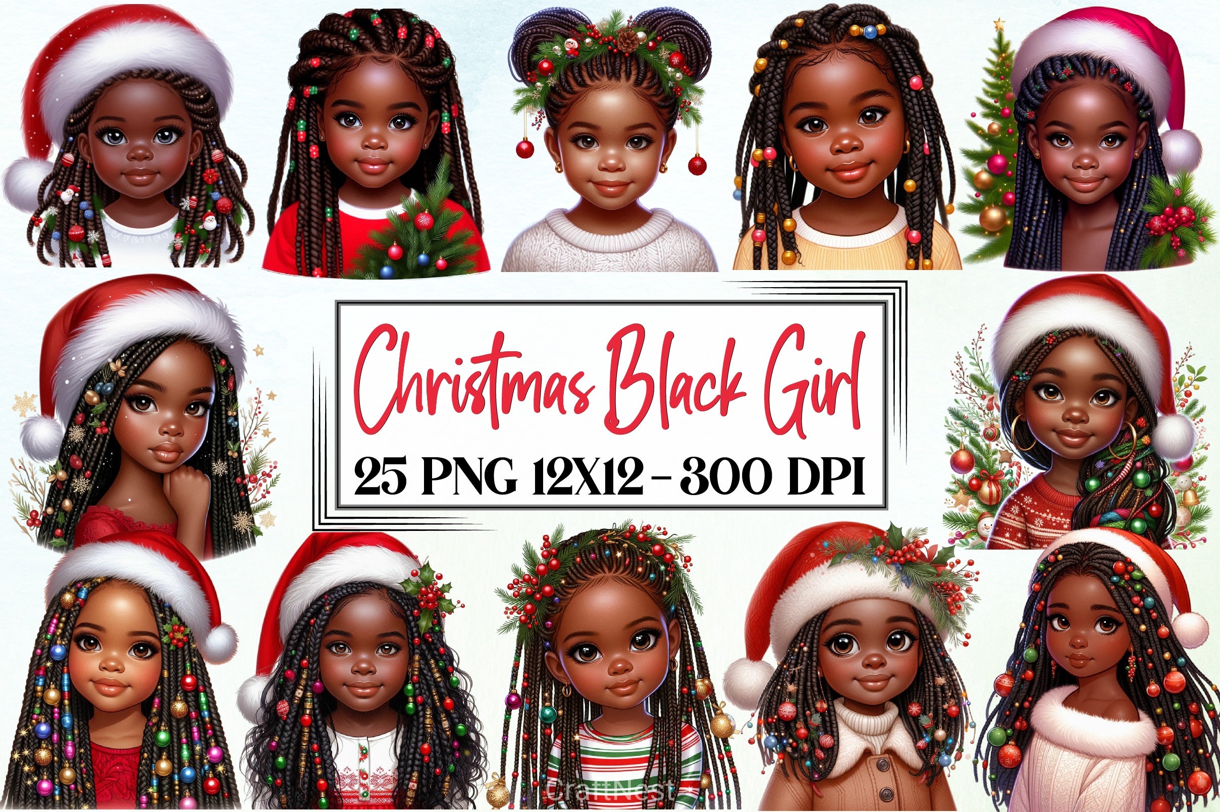 Christmas Black Girl Clipart Bundle 3 - CraftNest - Digital Crafting and Art