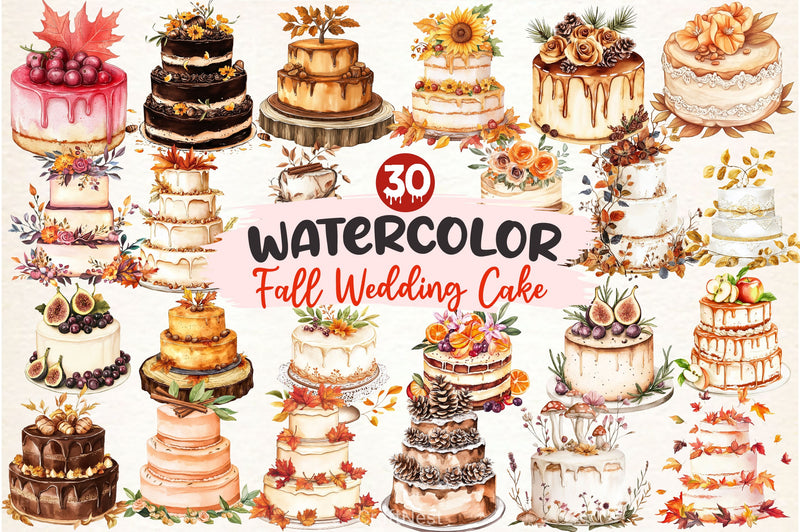Fall Wedding Cake Clipart Bundle 2 - CraftNest - Digital Crafting and Art