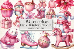 Pink Winter Clipart Bundle - CraftNest - Digital Crafting and Art