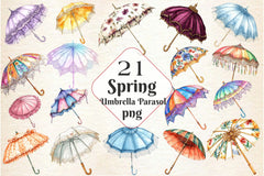 Spring Umbrella Parasol Clipart Bundle - CraftNest - Digital Crafting and Art