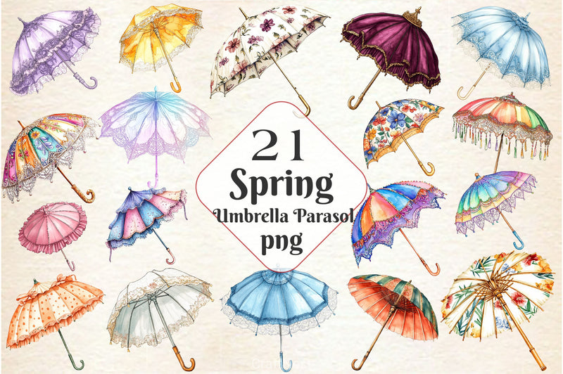 Spring Umbrella Parasol Clipart Bundle - CraftNest - Digital Crafting and Art