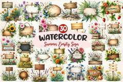 Summer Empty Sign Wildflowers Clipart Bundle 2 - CraftNest - Digital Crafting and Art