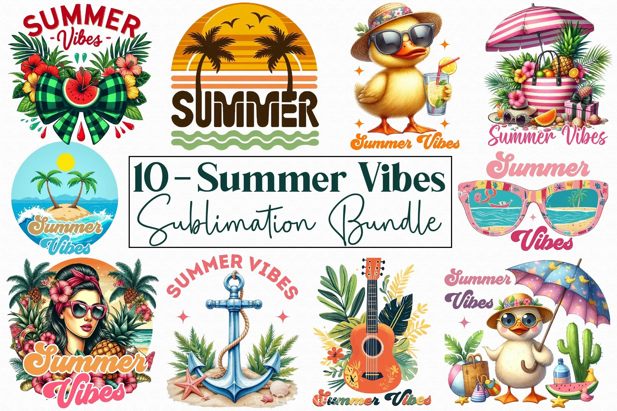 Summer Vibes Clipart Bundle 5 - CraftNest - Digital Crafting and Art
