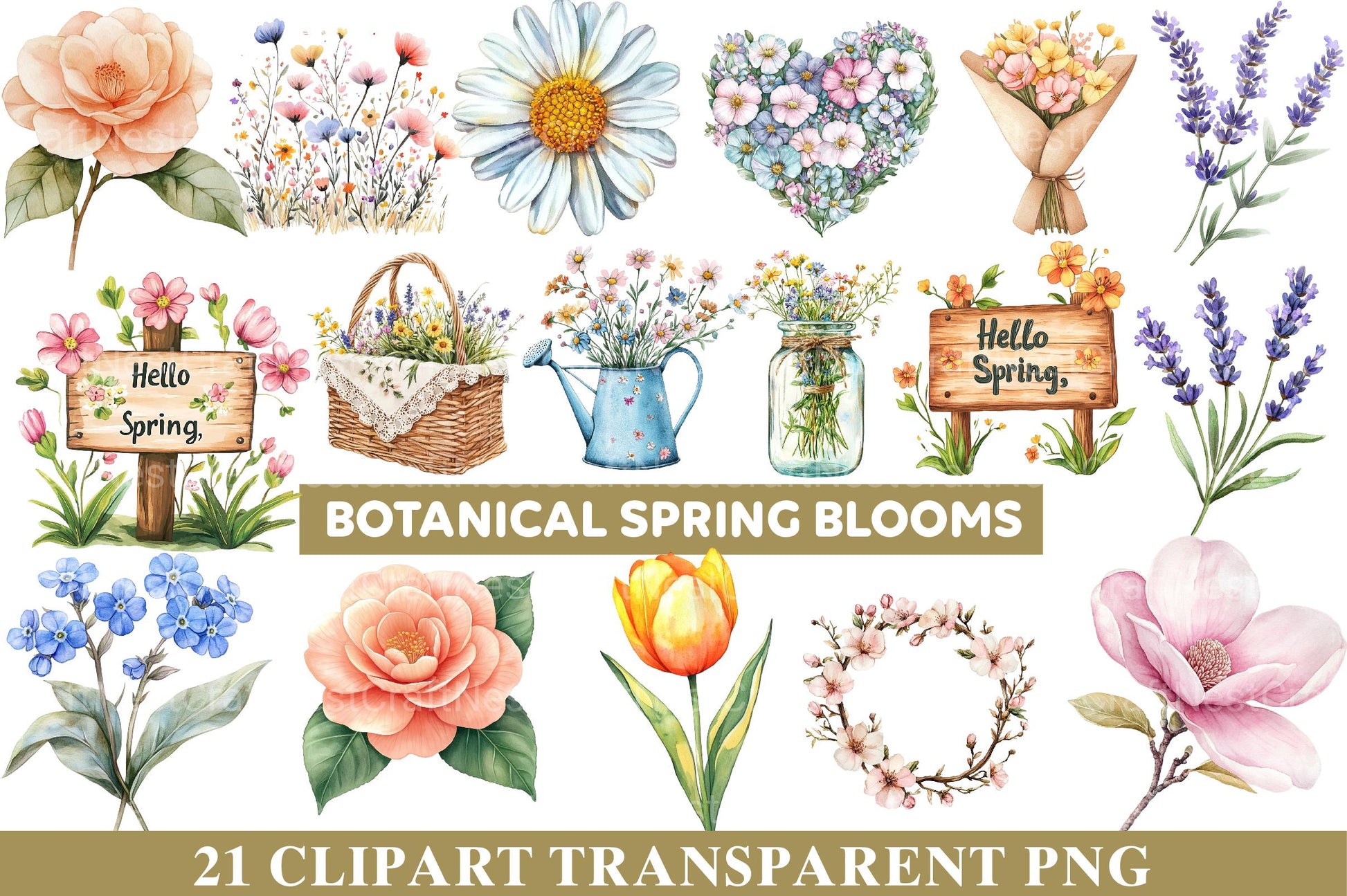 Botanical Spring Blooms Clipart - CraftNest - Digital Crafting and Art