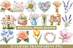 Botanical Spring Blooms Clipart - CraftNest - Digital Crafting and Art