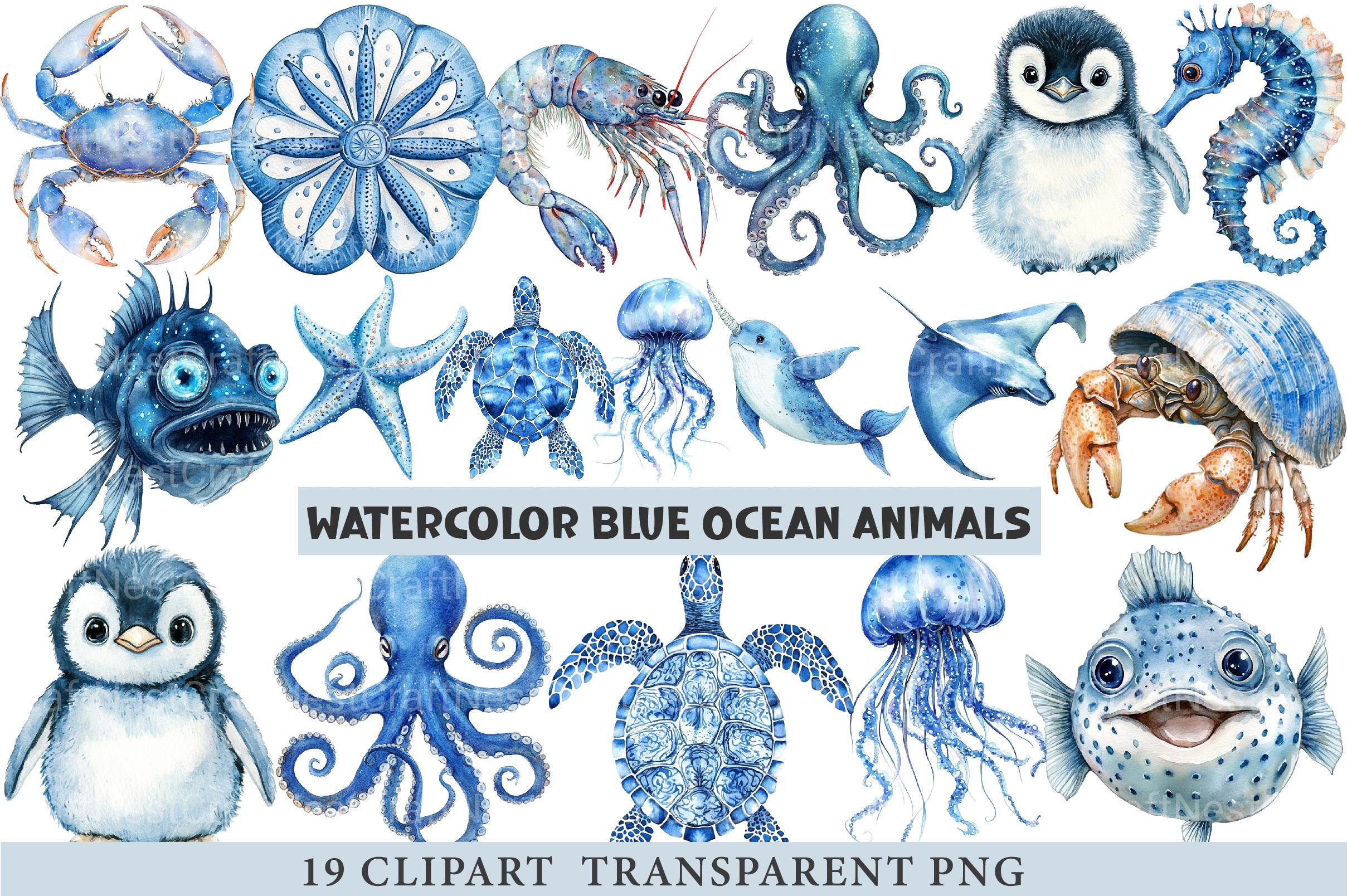 Blue Ocean Animals Clipart - CraftNest - Digital Crafting and Art