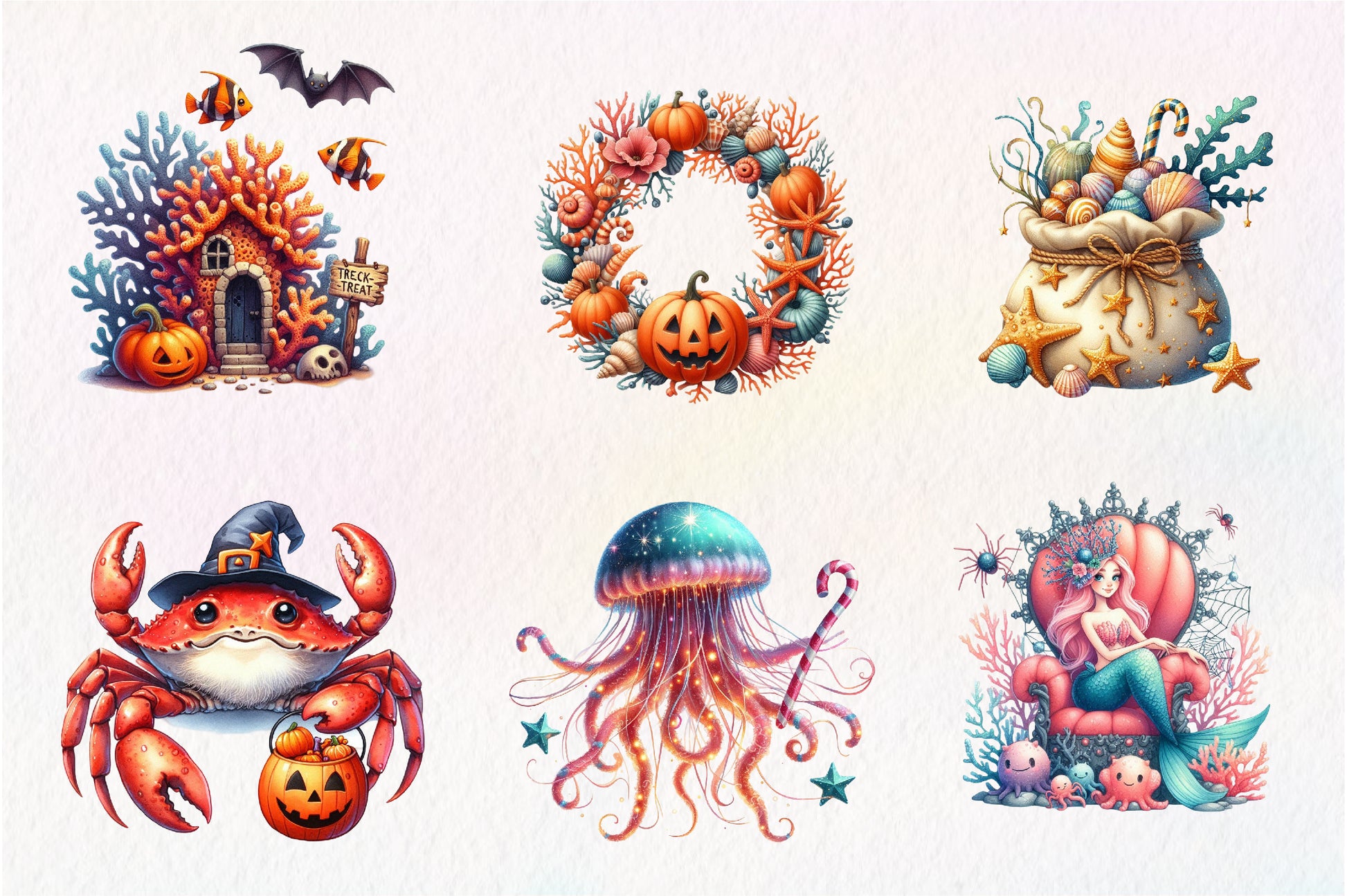 Cute Halloween Undersea Clipart Bundle - CraftNest - Digital Crafting and Art