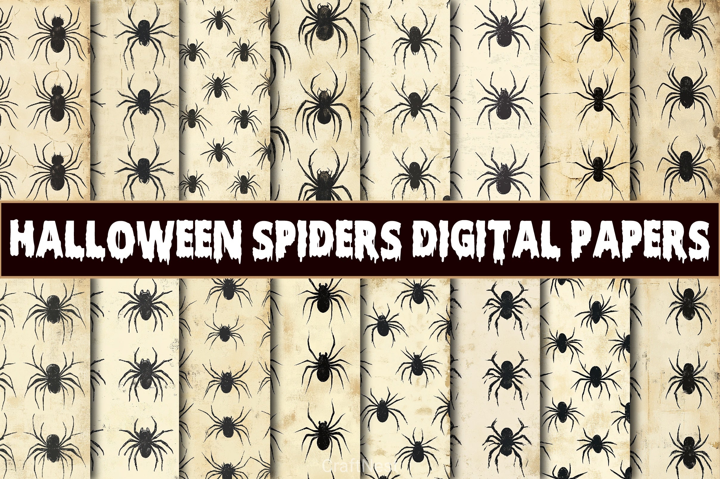 Halloween Spiders Digital Paper Pack - CraftNest - Digital Crafting and Art