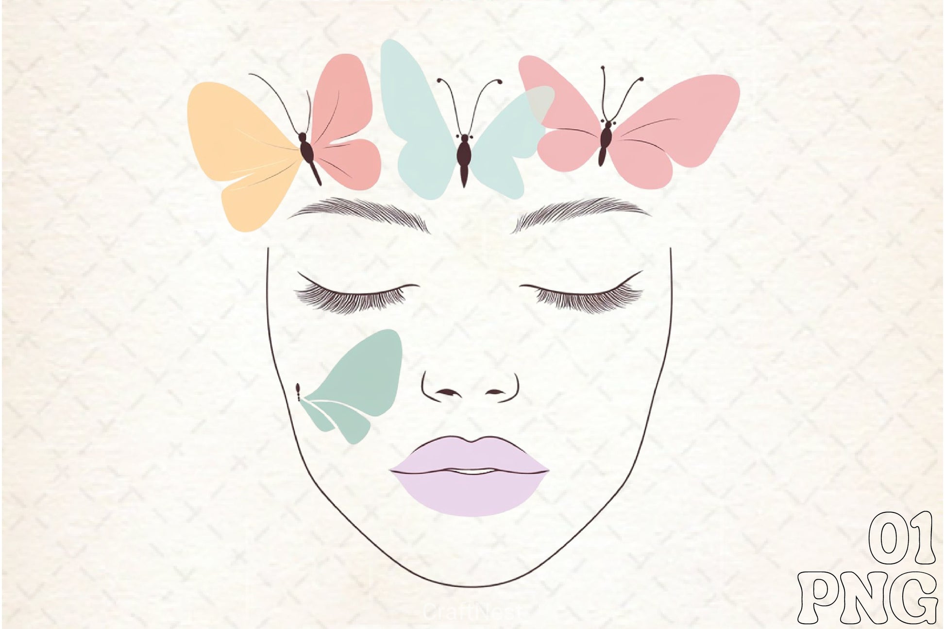 Girl's Face with Butterfly Clipart Bundle - CraftNest - Digital Crafting and Art