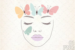 Girl's Face with Butterfly Clipart Bundle - CraftNest - Digital Crafting and Art