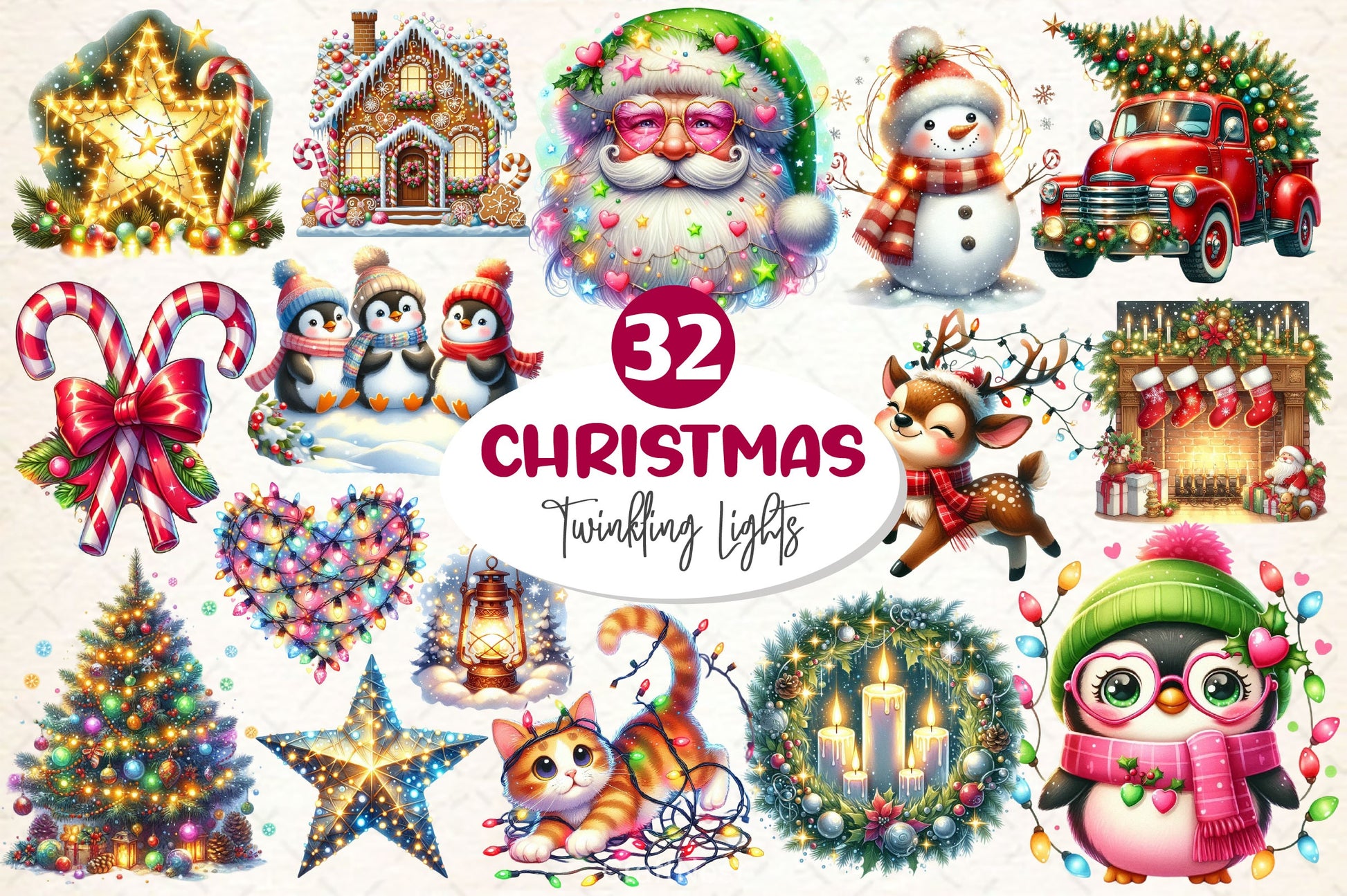 Twinkling Lights Christmas Clipart Bundle 2 - CraftNest - Digital Crafting and Art