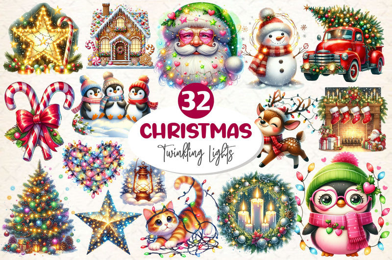 Twinkling Lights Christmas Clipart Bundle 2 - CraftNest - Digital Crafting and Art