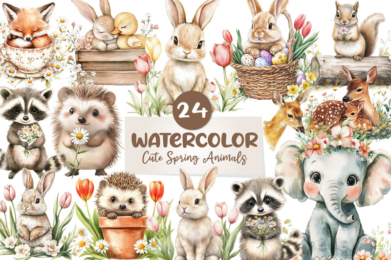 Cute Spring Animals Clipart Bundle - CraftNest - Digital Crafting and Art