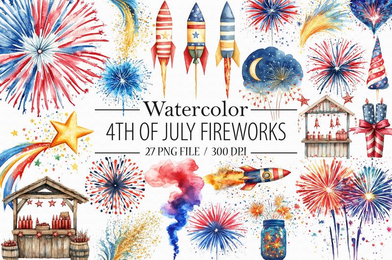 4th of July Fireworks Clipart Bundle 3 - CraftNest - Digital Crafting and Art