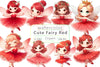 Cute Fairy Red Dress Clipart Bundle