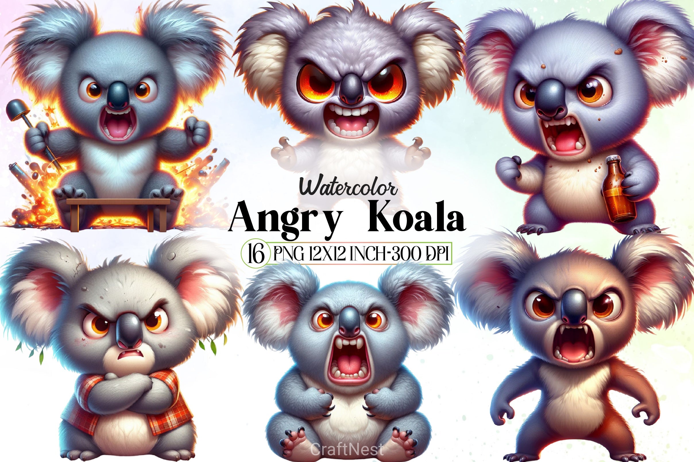 Angry Koala Clipart Bundle - CraftNest - Digital Crafting and Art