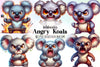 Angry Koala Clipart Bundle