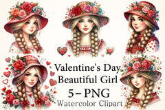 Valentine's Day Girl Clipart Bundle - CraftNest - Digital Crafting and Art