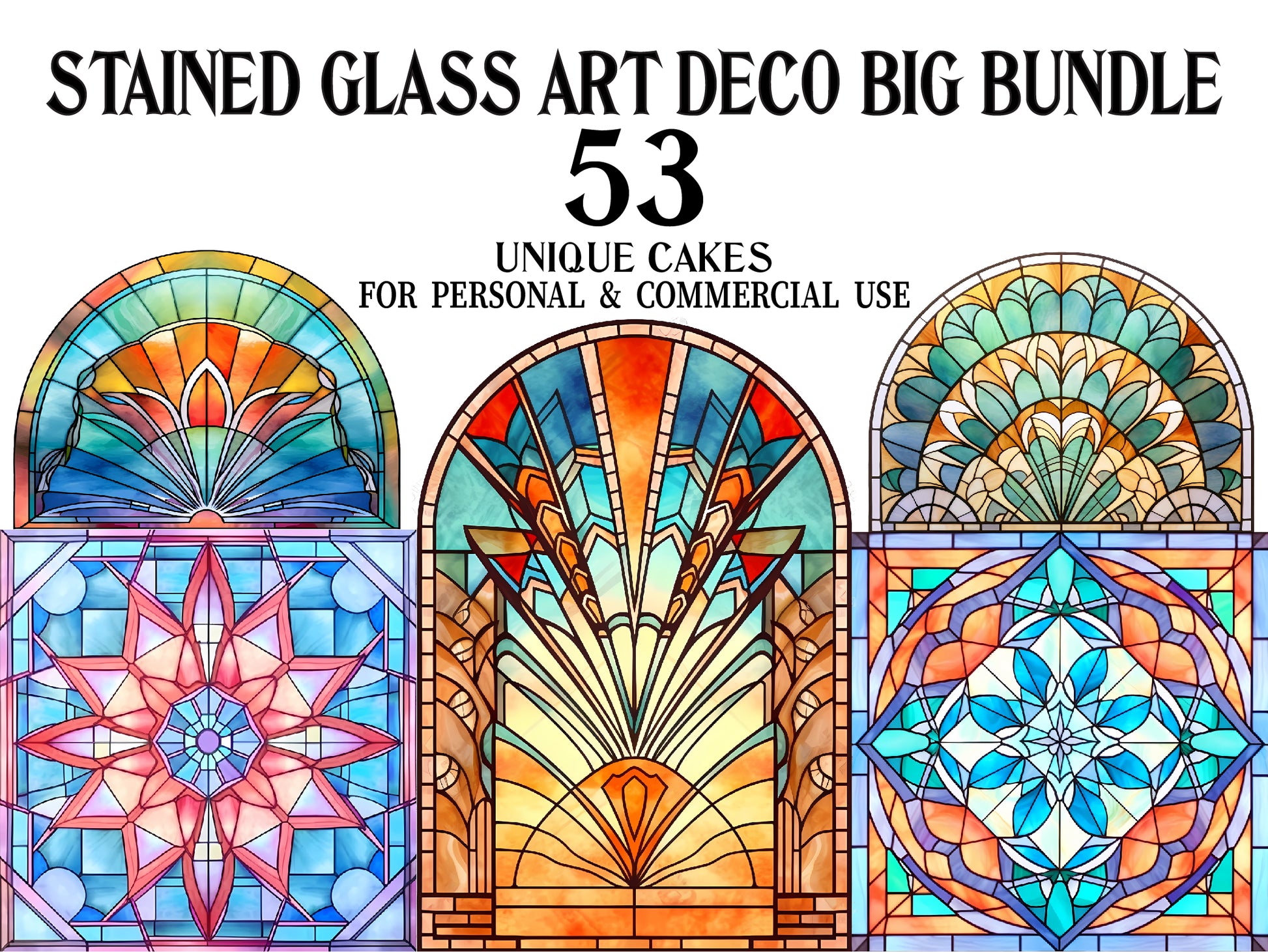 Stained Glass Art Deco Clipart - CraftNest