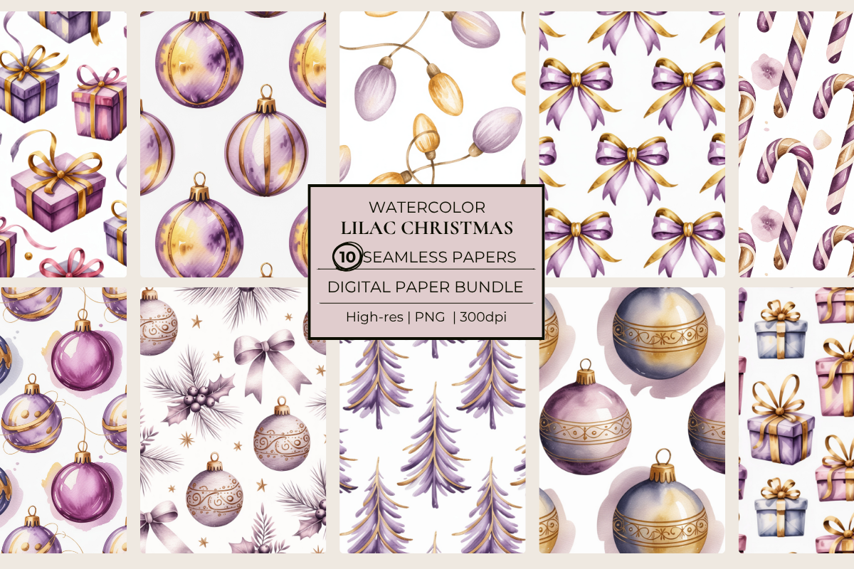 Lilac & Gold Seamless Papers