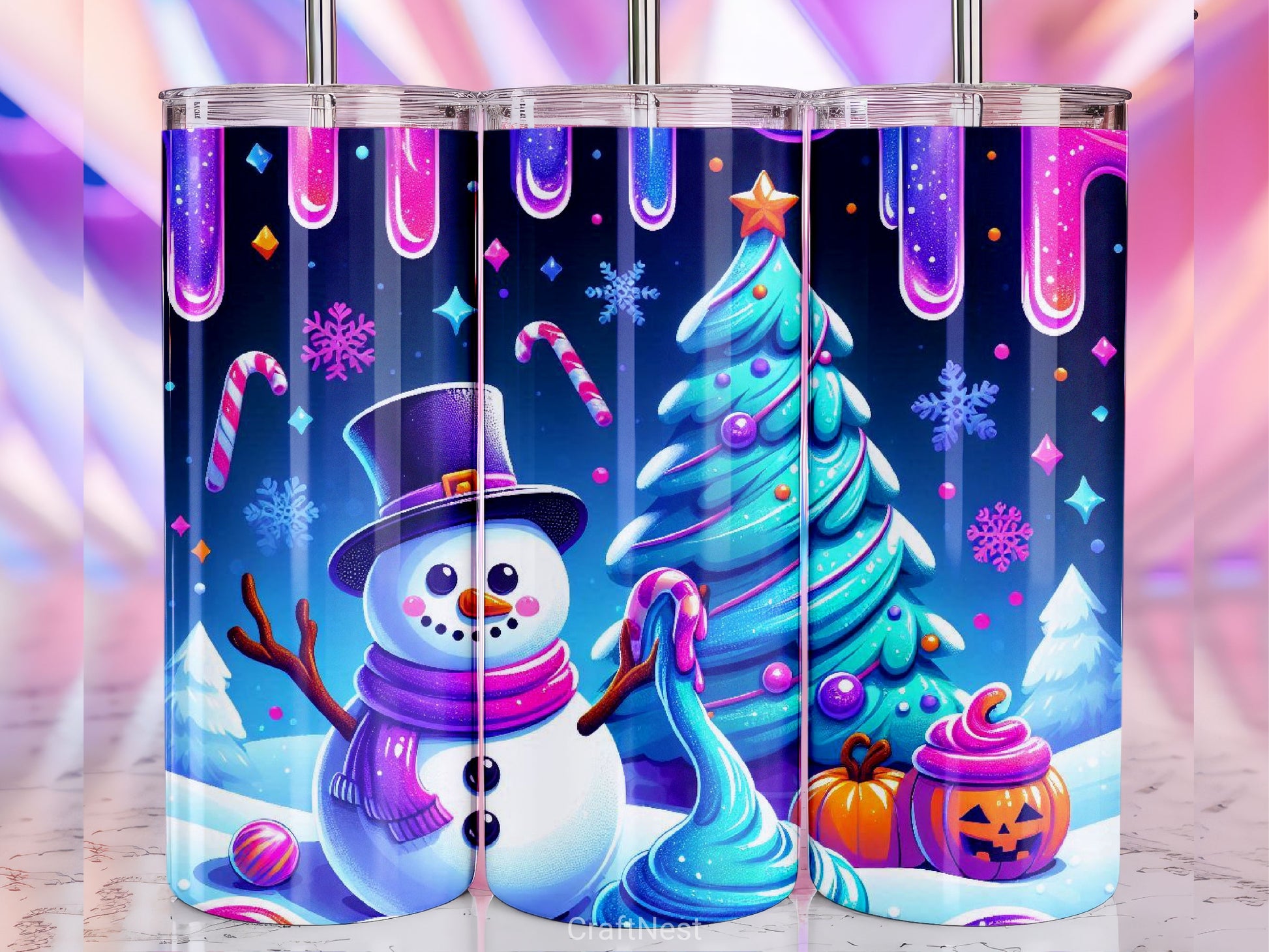 Cute Christmas Snowman Tumbler Wrap Bundle 1 - CraftNest - Digital Crafting and Art