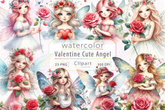 Cute Angel Valentine Clipart Bundle - CraftNest - Digital Crafting and Art