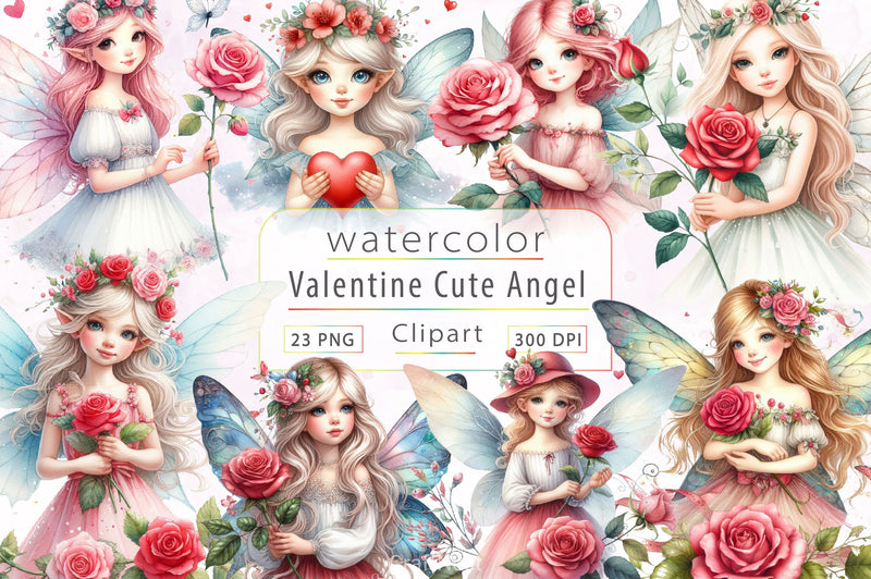 Cute Angel Valentine Clipart Bundle - CraftNest - Digital Crafting and Art