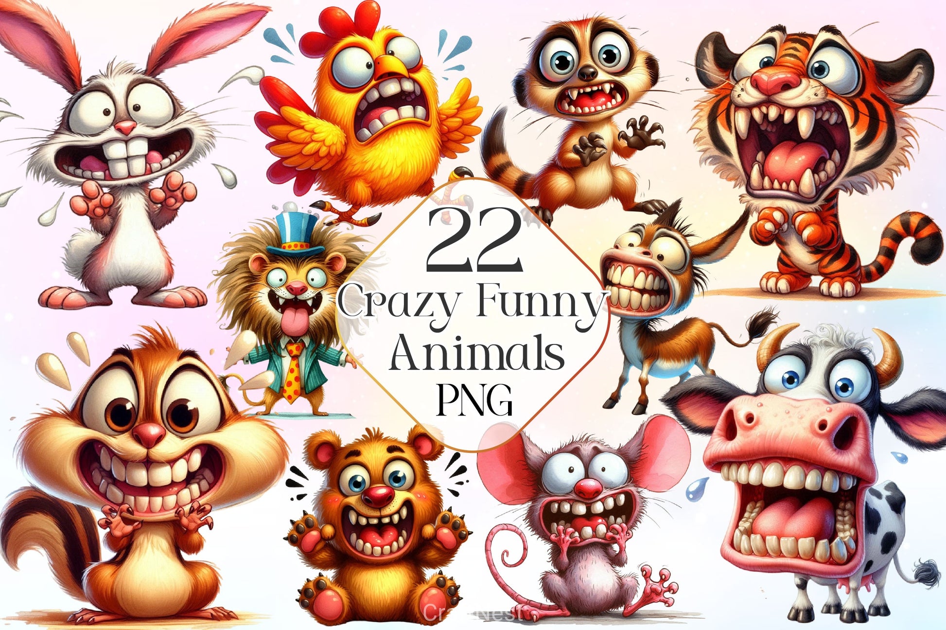 Crazy Funny Animals Clipart Bundle 3 - CraftNest - Digital Crafting and Art