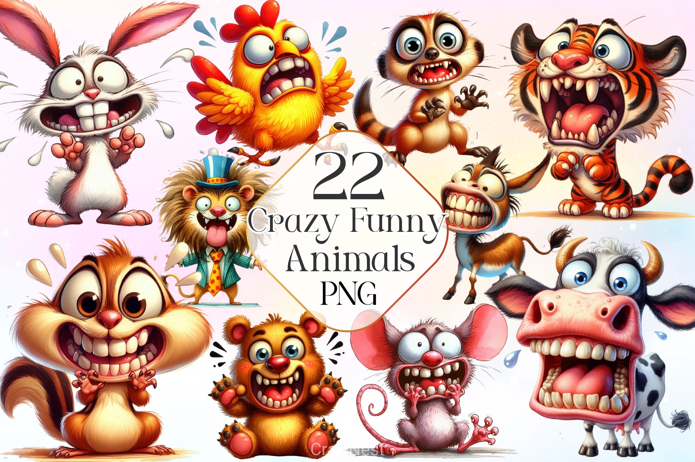 Crazy Funny Animals Clipart Bundle 3 - CraftNest - Digital Crafting and Art