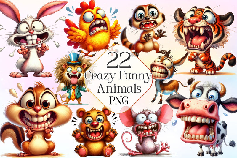 Crazy Funny Animals Clipart Bundle 3 - CraftNest - Digital Crafting and Art