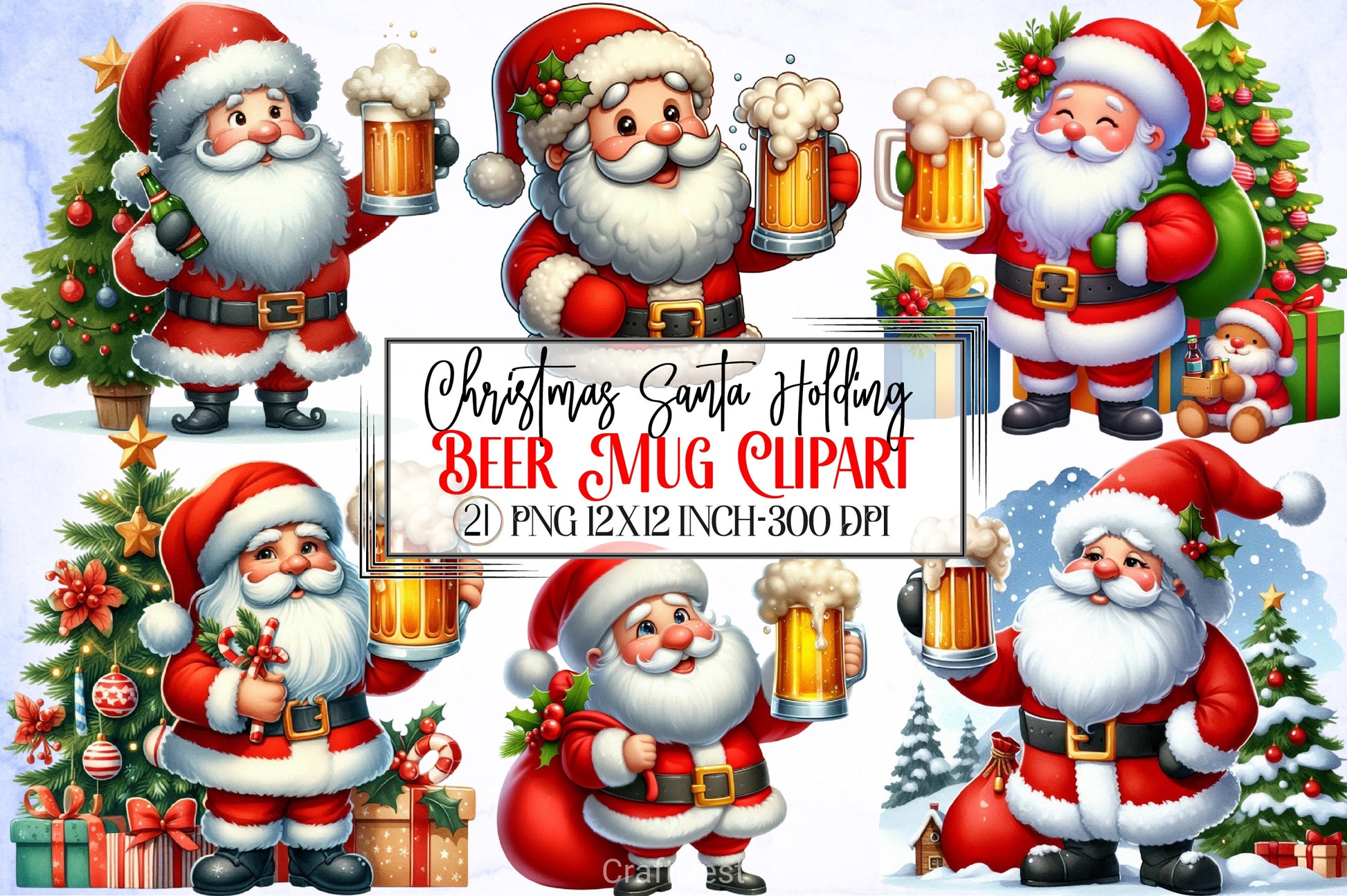 Christmas Santa Beer Mug Clipart Bundle - CraftNest - Digital Crafting and Art