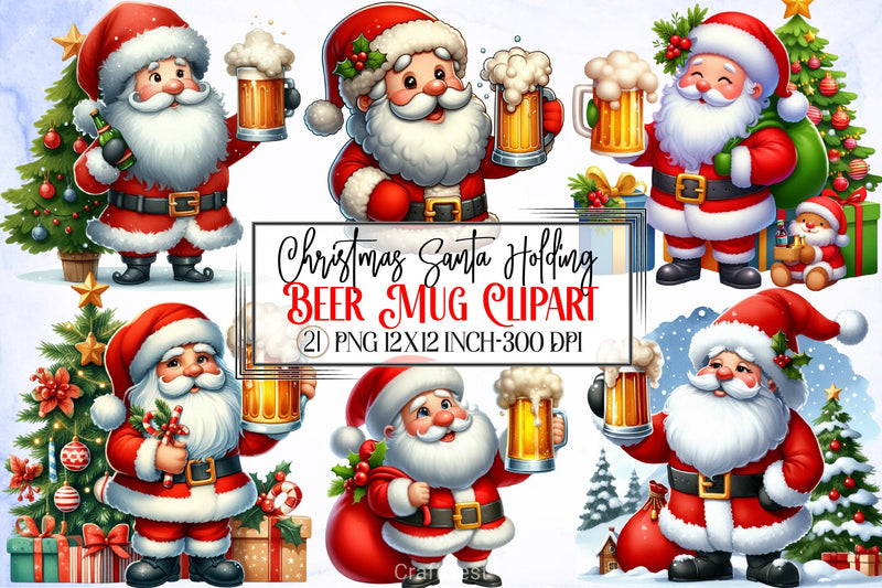 Christmas Santa Beer Mug Clipart Bundle - CraftNest - Digital Crafting and Art