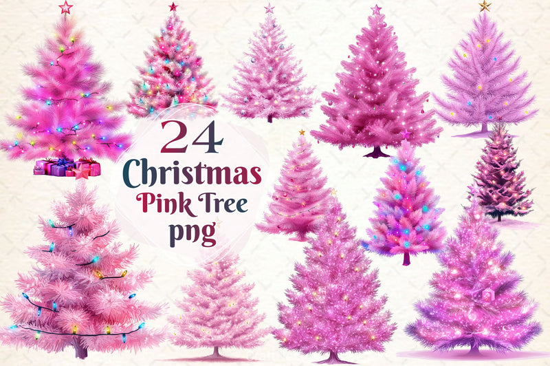 Pink Christmas Tree Clipart Bundle 2 - CraftNest - Digital Crafting and Art