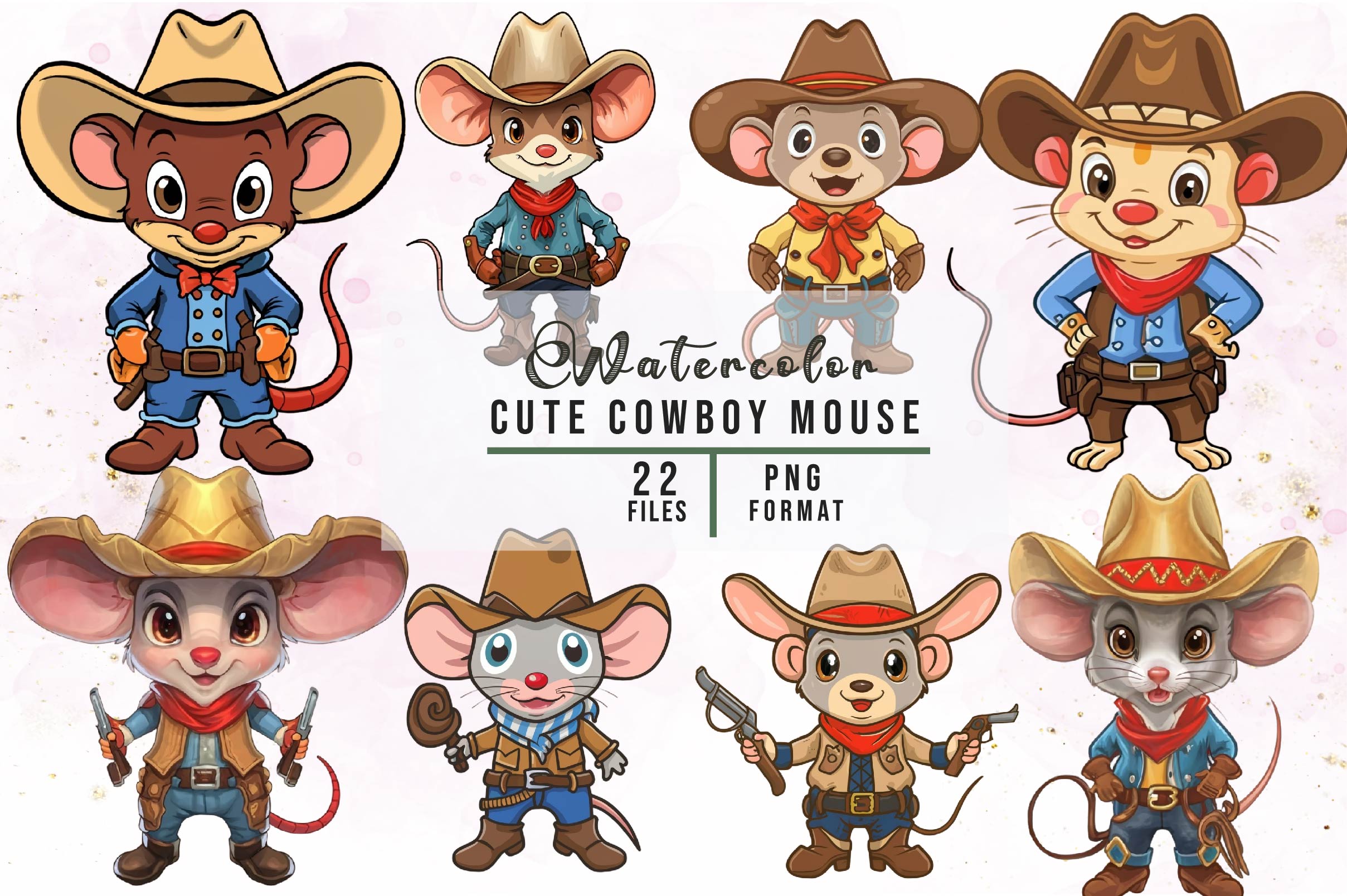 Cute Cowboy Mouse Clipart Bundle - CraftNest - Digital Crafting and Art