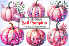 Pink Disco Ball Pumpkin Clipart Bundle - CraftNest - Digital Crafting and Art