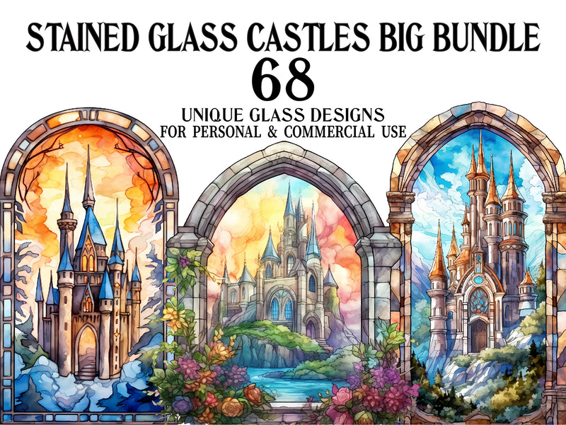 Stained Glass Castles Clipart - CraftNest