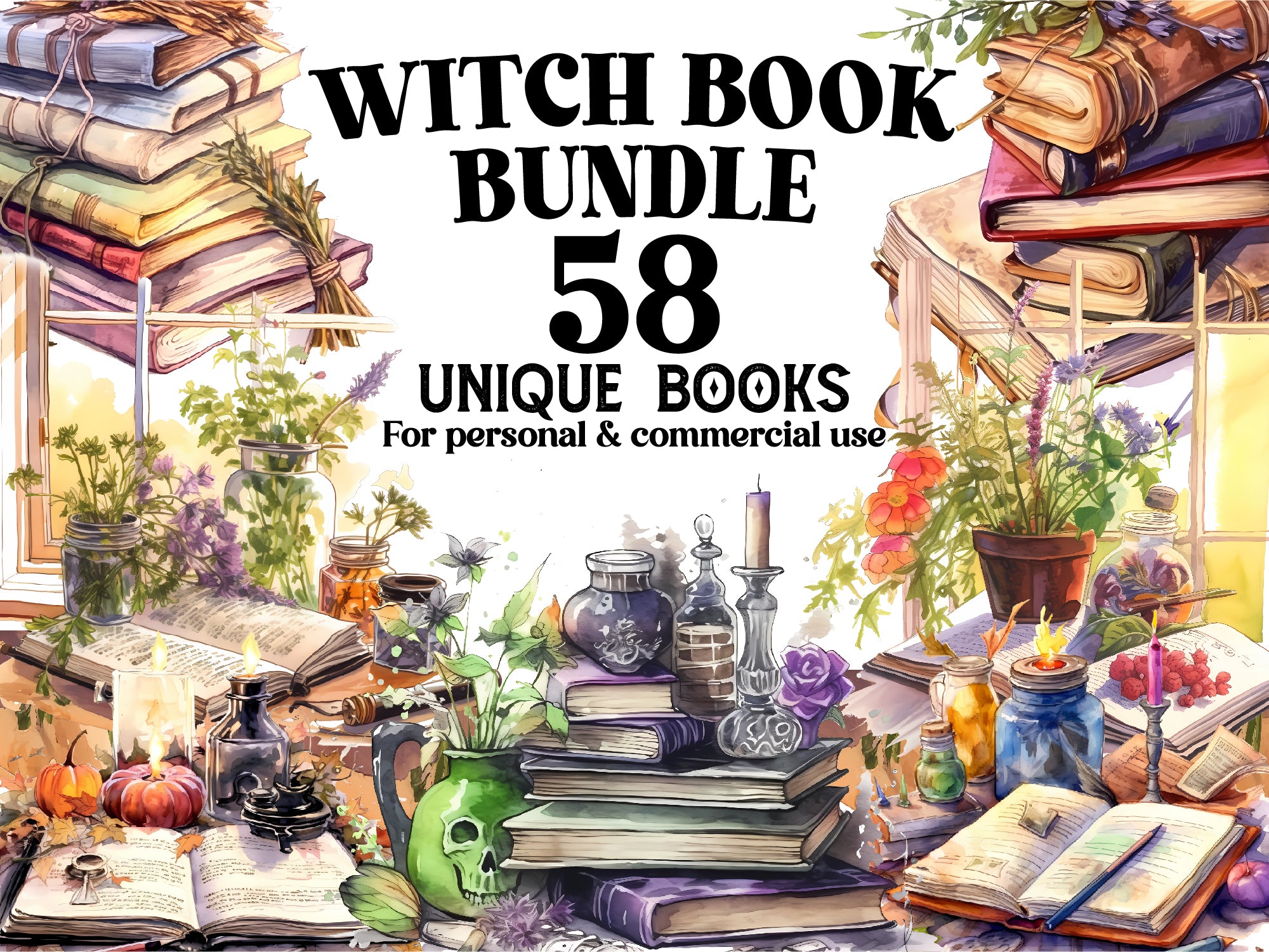 Witch Spell Books Clipart - CraftNest